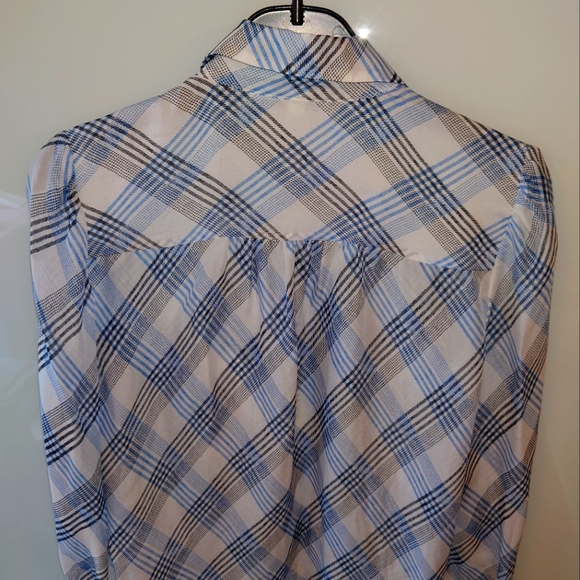 XS Joie blue plaid gingham silk shirt - Picture 5 of 6